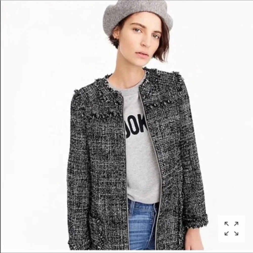 J Crew tweed zip up lady jacket size 4